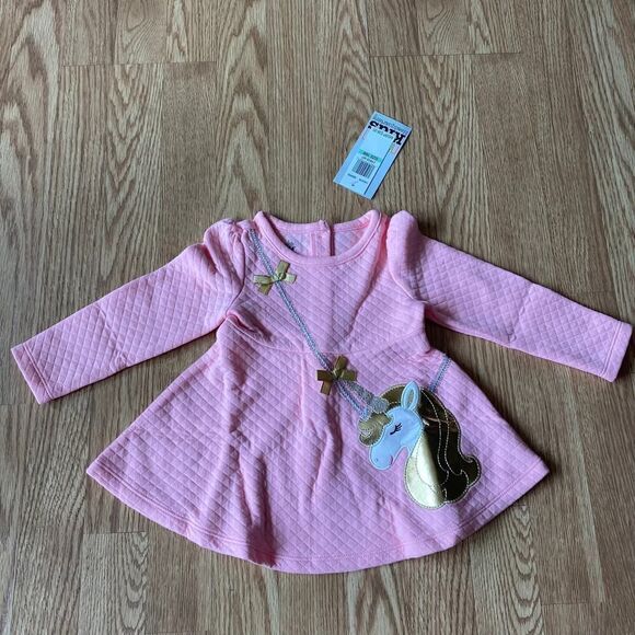 Kids Headquarters Unicorn Metallic Long Sleeve 2 Piece Set Pink Gray 18 Months - Picture 2 of 11